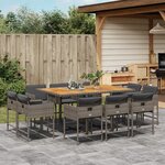 vidaXL Ensemble à manger de jardin 11Pièces avec coussins gris poly rotin