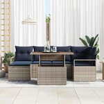 vidaXL Ensemble de salle à manger pour jardin 7 Pièces Gris et marine