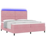 vidaXL Lit à ressort LED avec matelas Rose 200 x 200 cm tissu