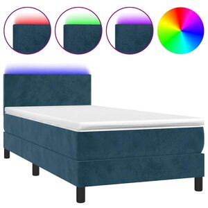 vidaXL Sommier à lattes de lit avec matelas et LED Bleu foncé 80x200cm