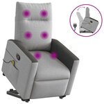 vidaXL Fauteuil de massage inclinable gris nuage tissu