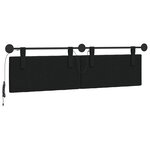 vidaXL Tête de lit suspendue Avec lumière LED Noir Tissu