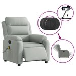 vidaXL Fauteuil inclinable électrique de massage gris clair velours