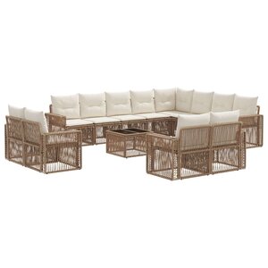 vidaXL Ensemble de canapé de jardin 13 Pièces Beige et blanc crème