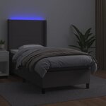 vidaXL Sommier à lattes de lit matelas LED Gris 100x200 cm Similicuir