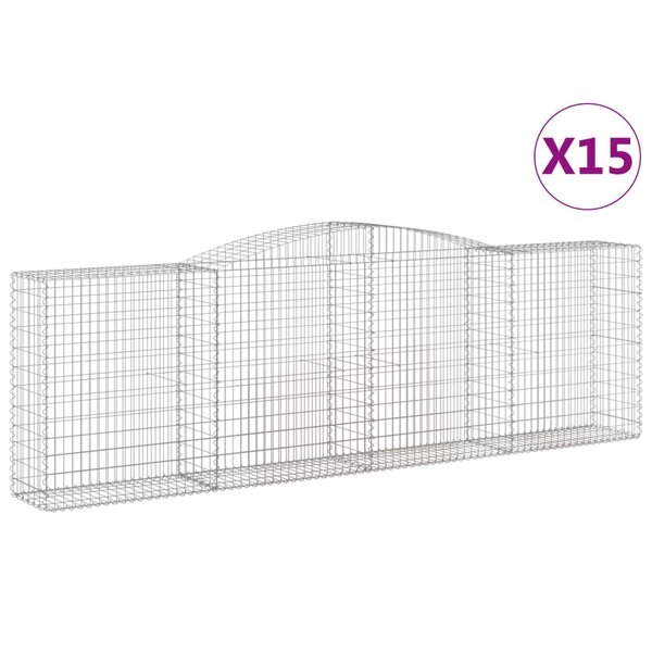 vidaXL Paniers à gabions arqués 15 Pièces 400x50x120/140 cm Fer galvanisé