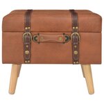 Tabouret de rangement 40 cm brun roux similicuir 02_0021223