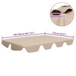 vidaXL Toit de rechange de balançoire Beige 188/168x145/110 cm
