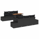 vidaXL Ensemble de canapé de jardin 7 Pièces Noir Poly rotin