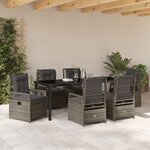 vidaXL Lot de 7 pièces de salle à manger de jardin en poly rattan gris