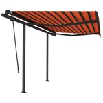 vidaXL Auvent rétractable automatique et poteaux 3x2 5 m Orange marron