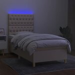 vidaXL Sommier à lattes de lit et matelas et LED Crème 90x200 cm Tissu