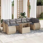 vidaXL Salon de jardin avec coussins 8 Pièces beige résine tressée