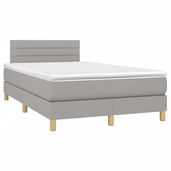 vidaXL Sommier à lattes de lit et matelas gris clair 120x190 cm tissu