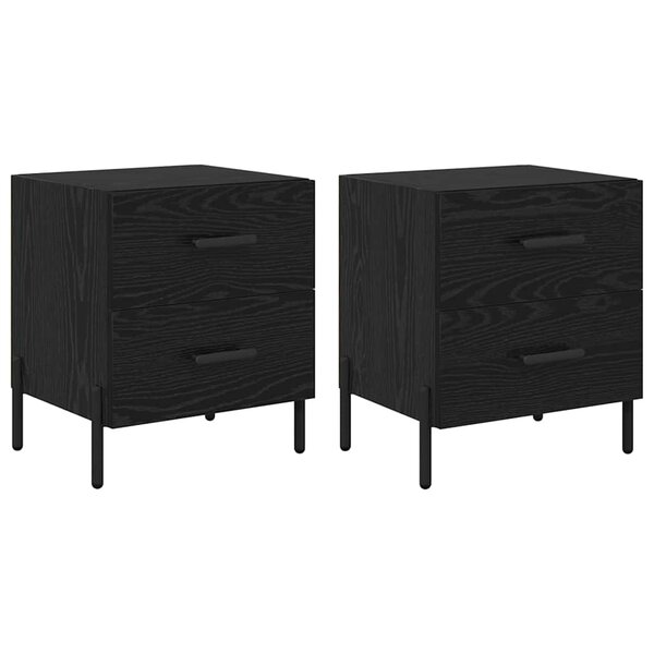 vidaXL Cabinet de chevet 2 Pièces Chêne noir 40 x 35 x 47.5 cm