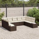 vidaXL Ensemble de canapé de jardin avec coussin 9 Pièces Marron et crème