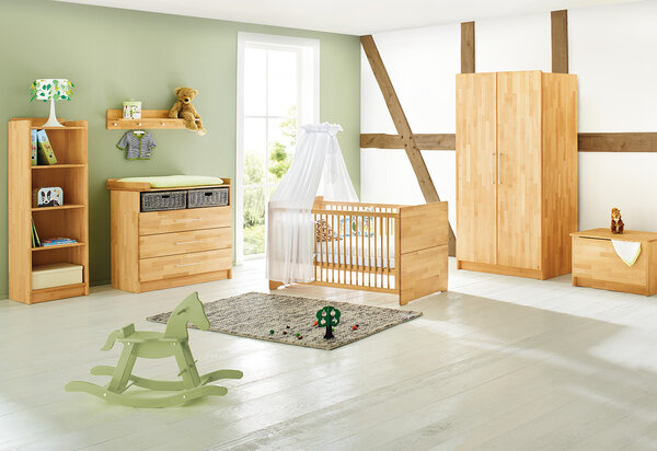 Pinolino Chambre de bébé Natura 3 pièces  lit de bébé évolutif commode à langer  armoire à 2 portes