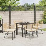 vidaXL Ensemble de salle à manger de jardin 5 pièces avec coussins en poly rotin marron