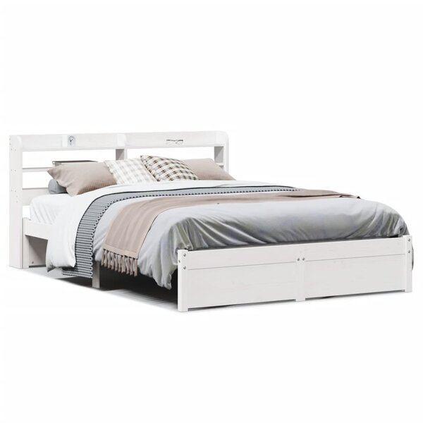 vidaXL Cadre de lit avec tête de lit sans matelas blanc 120x200 cm