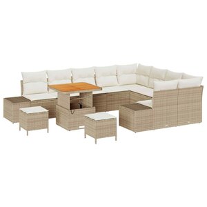vidaXL Ensemble de canapé de jardin avec coussin 12 Pièces Beige et crème
