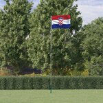 vidaXL Drapeau de la Croatie et mât 5 55 m Aluminium