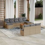 vidaXL Salon de jardin et coussins 11 Pièces mélange beige résine tressée