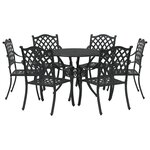 Ensemble de repas de jardin en alu noir de 7 pièces vidaXL