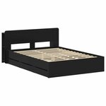 vidaXL Cadre de lit avec rangement Noir 150 x 200 cm Bois d'ingénierie
