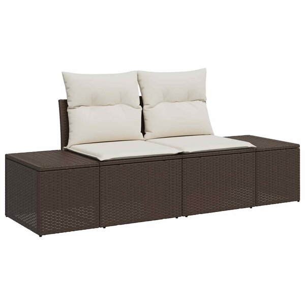 vidaXL Sofa de jardin 2 places avec rangement et coussins marron en poly rattan.