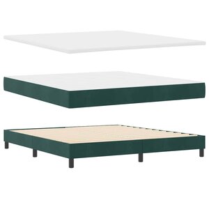 vidaXL Lit à ressorts avec matelas Vert foncé 200 x 180 cm Polyester