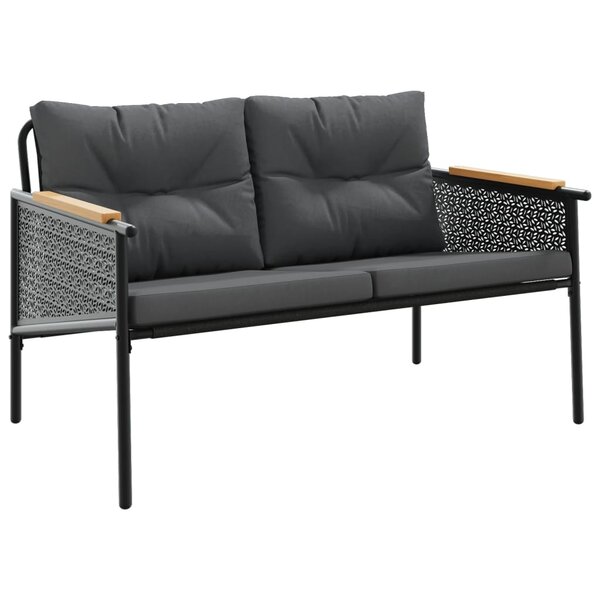 vidaXL Banc de jardin avec coussins 116 cm noir acier