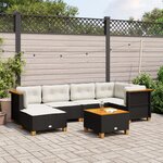 vidaXL Salon de jardin 7 Pièces avec coussins noir résine tressée