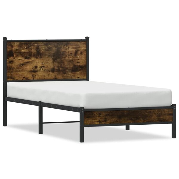 vidaXL Cadre de lit en métal sans matelas chêne fumé 75x190 cm