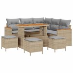 vidaXL Ensemble de canapé de jardin 9 Pièces Beige Poly rotin