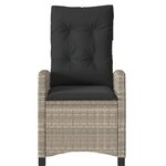 vidaXL Chaise inclinable de jardin coussins gris clair résine tressée