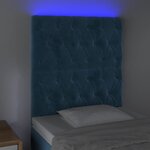vidaXL Tête de lit à LED Bleu foncé 80x7x118/128 cm Velours