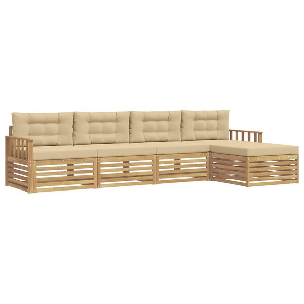 vidaXL Ensemble de canapés d'extérieur 5 pc Blanc et Beige Polyester