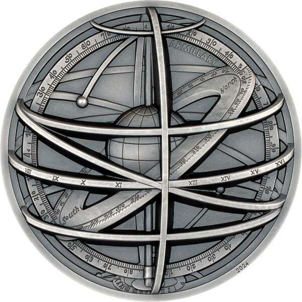 Monnaie ARMILLARY SPHERE Historic Instruments 2 Oz Argent 10$ Cook Islands 2024 (PRÉCOMMANDE)