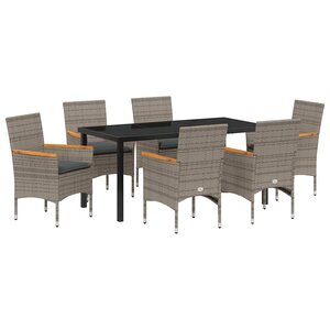 vidaXL Ensemble de salle à manger pour jardin 7 Pièces Gris polyrotin