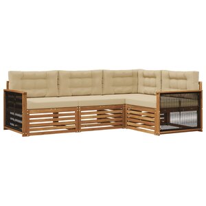 vidaXL Ensemble de canapés d'extérieur 4 pc Naturel et Beige