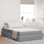 vidaXL Lit avec rangement et matelas Gris clair 120 x 190 cm Polyester