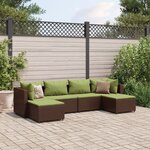vidaXL Salon de jardin 6 Pièces avec coussins Marron Résine tressée