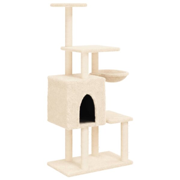vidaXL Arbre à chat avec griffoirs en sisal Crème 131 cm