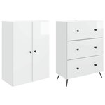 vidaXL Ensemble de Meubles 2 Pièces Blanc brillant 66 x 34 5 x 90 cm