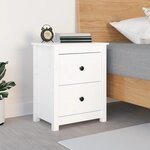 vidaXL Table de chevet Blanc 50x35x61 5 cm Bois de pin massif