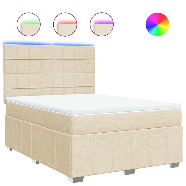 vidaXL Sommier à lattes de lit avec matelas Crème 140x190 cm Tissu