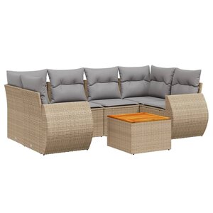 vidaXL Salon de jardin avec coussins 7 Pièces beige résine tressée