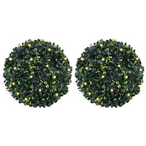 vidaXL Boules de buis artificielles avec lumières LED 2 Pièces vert 45 cm