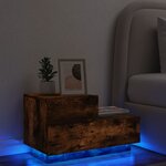 vidaXL Table de chevet avec lumières LED chêne fumé 70x36x40 5 cm