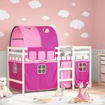 vidaXL Lit mezzanine enfants avec tunnel sans matelas rose 90x200 cm
